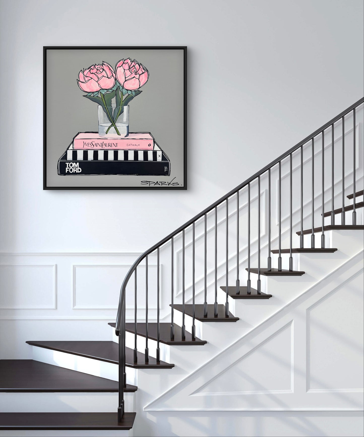 Peonies In Style | 83cm x 83cm | Framed