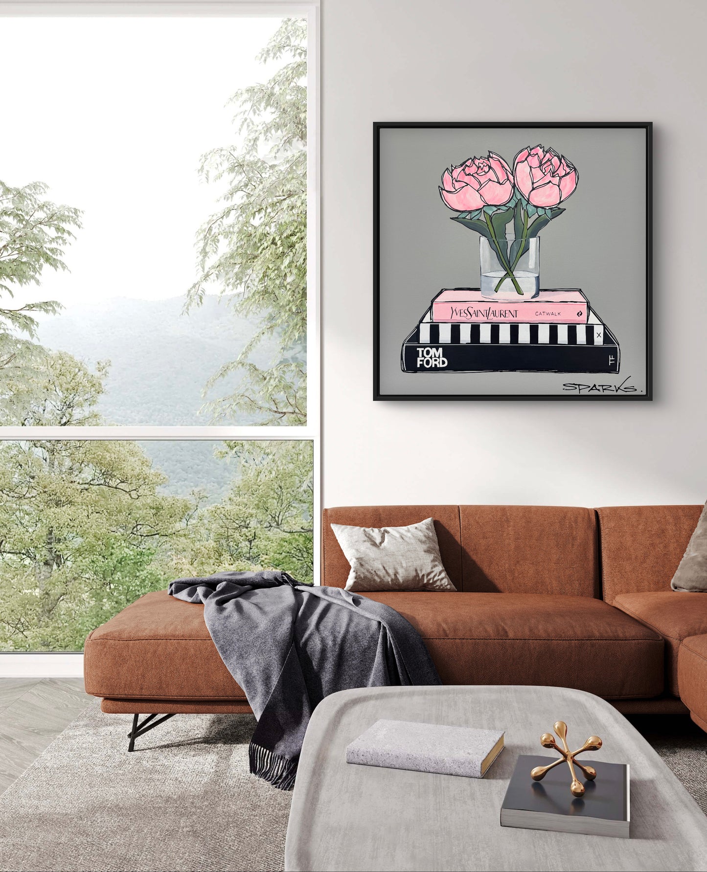 Peonies In Style | 83cm x 83cm | Framed