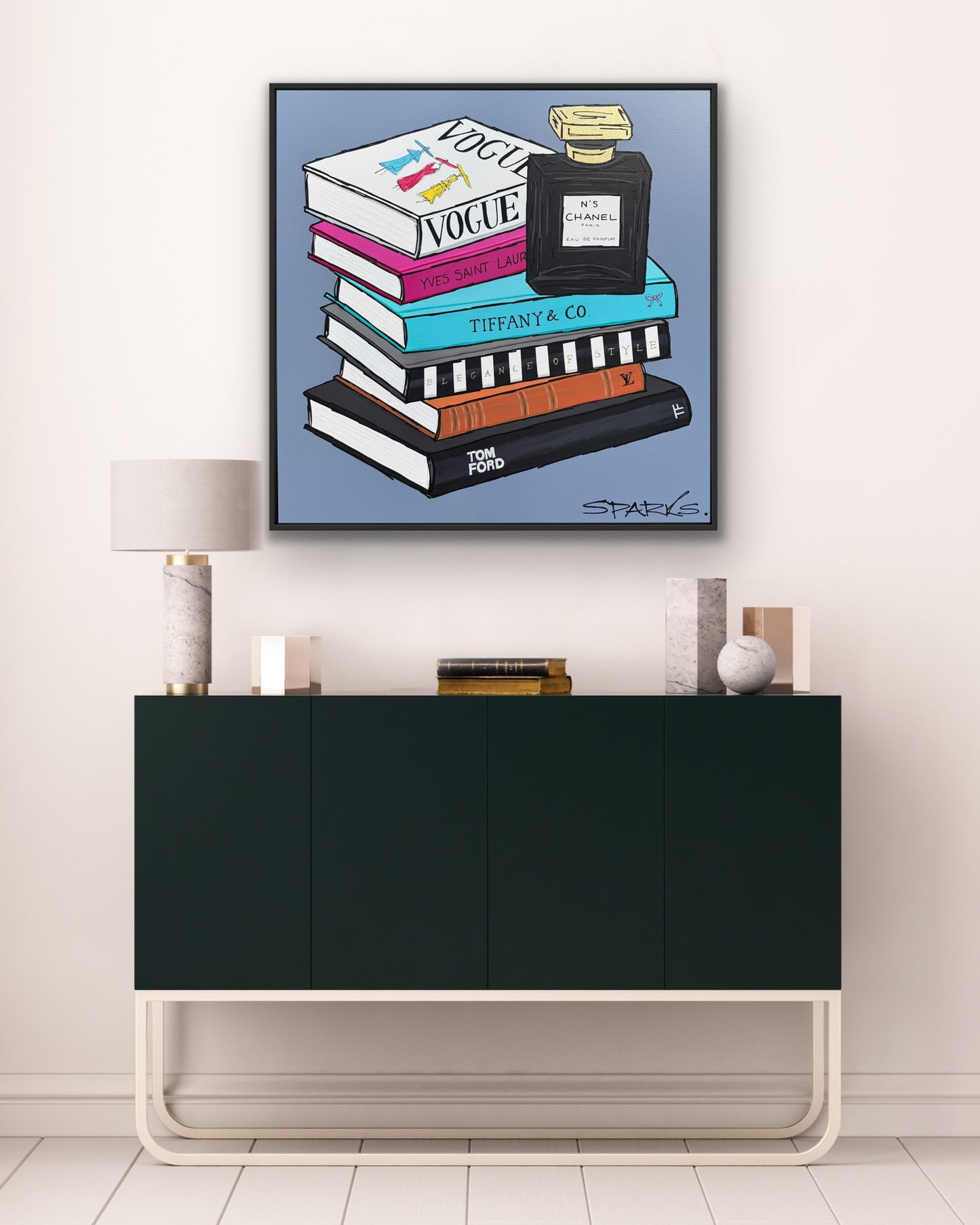 Fashionably Booked | 90cm x 90cm | Framed