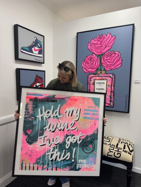 Hold My Wine, I've Got This | 100 x 100cm | Framed in black