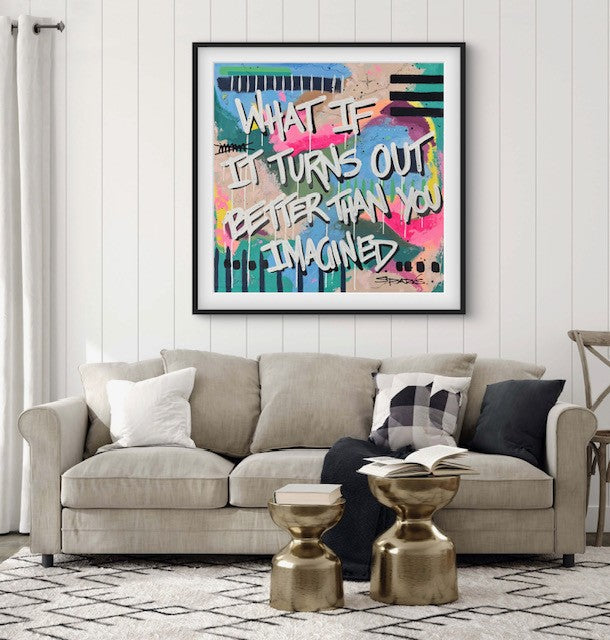 What If | 100 x 100cm | Framed in black