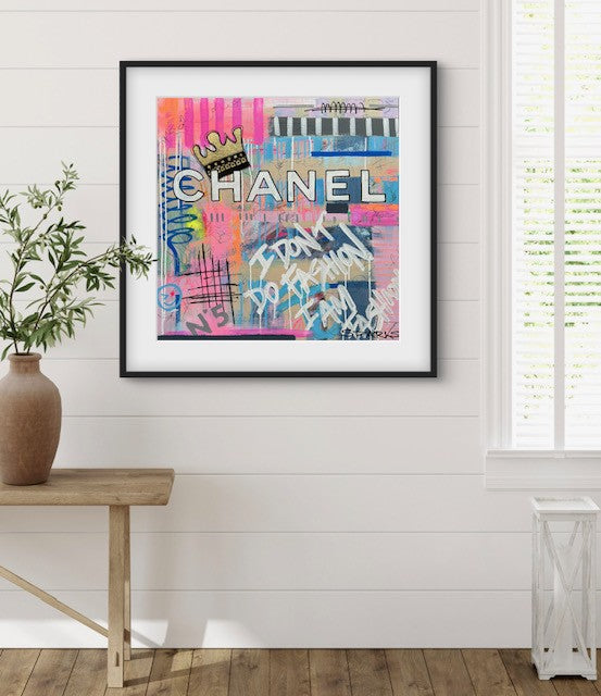 Queen Chanel | 100 x 100cm | Framed in black