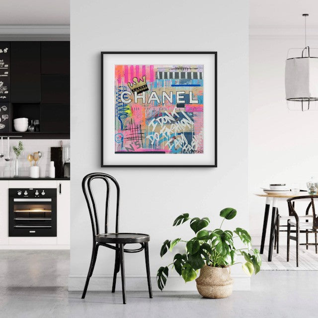 Queen Chanel | 100 x 100cm | Framed in black