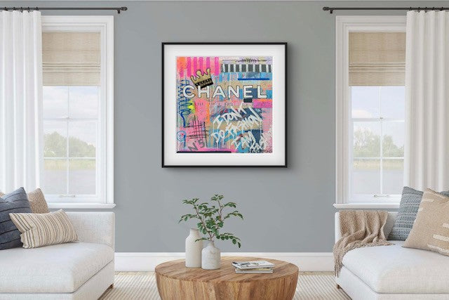 Queen Chanel | 100 x 100cm | Framed in black