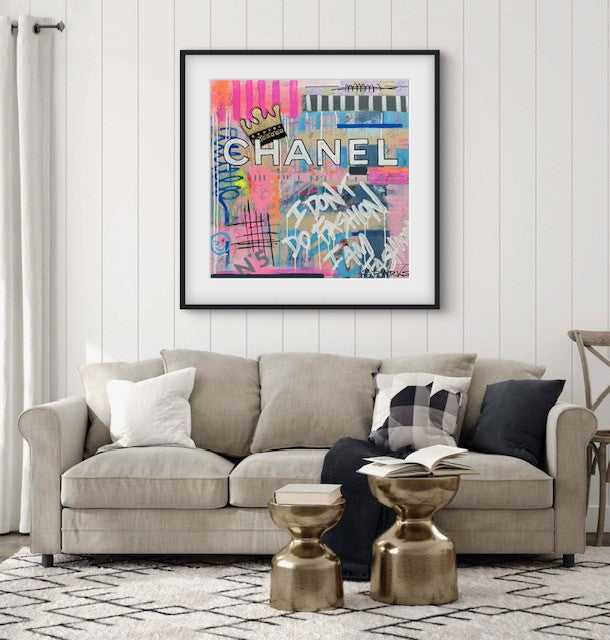 Queen Chanel | 100 x 100cm | Framed in black