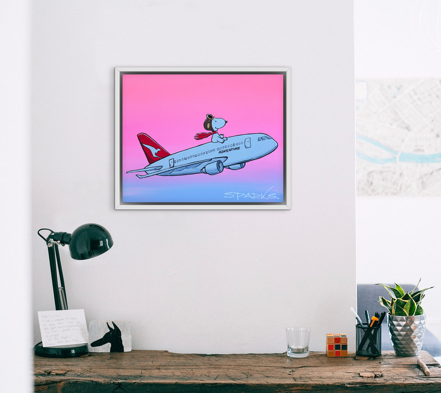 Adventure Begins Here | 44cm x 55cm | Framed in white