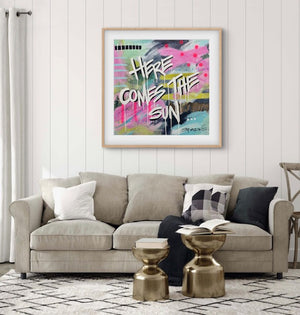 Here Comes The Sun | 100 x 100cm | framed in oak