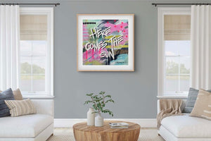 Here Comes The Sun | 100 x 100cm | framed in oak