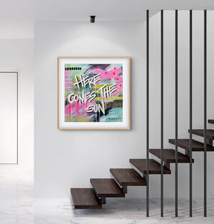 Here Comes The Sun | 100 x 100cm | framed in oak