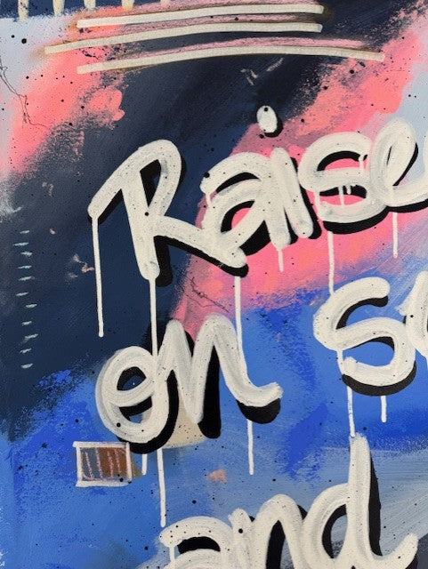 Raised On Sunsets & Saddle Dust | 100 x 100cm | Framed in black